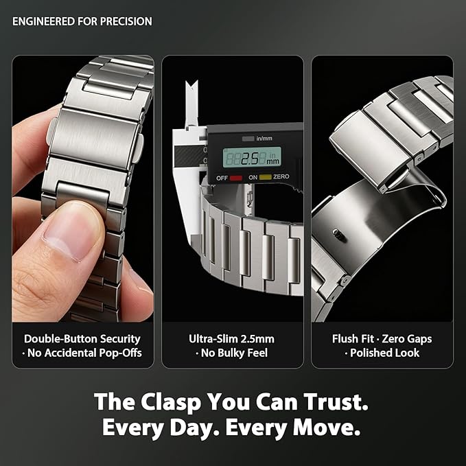 i-Boruly Pure Titanium Band for Apple Watch Ultra 3/2/1 (49mm), Series 11 10 9 8 7 6 5 4 SE (46/45/44mm) - Waterproof Lightweight Metal Strap with Adjustment Tool,Men Durable Business Design (Titanium Color)