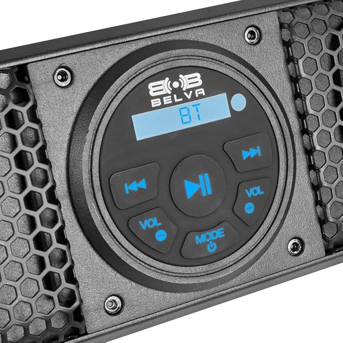 BELVA BASB26v2 26” 500W Amplified Weatherproof Bluetooth Soundbar for UTV/ATV/SxS/Golf Cart, 6-Speakers, Remote Control, Preset Equalizer, Fits 1.5" - 2" Roll Bars