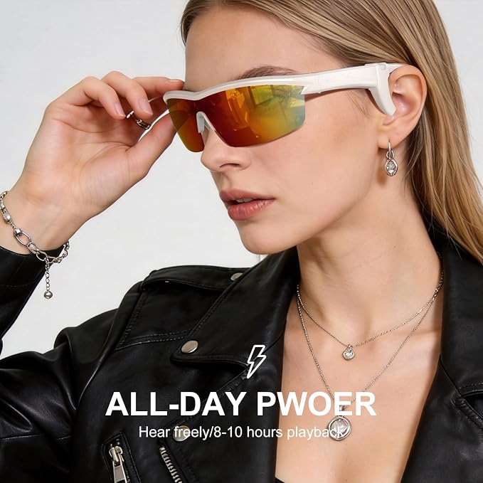 Bluetooth Audio Smart Glasses for Cycling Running Driving | Polarized Sports Sunglasses with Open-Ear Speakers, Hands-Free Calls, Voice Assistant, UV Protection, IPX5 Waterproof for Hiking Fishing