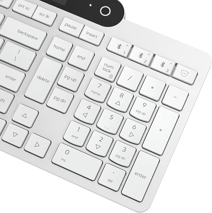 Lenovo 800 Self-Charging Bluetooth Keyboard, Uses Ambient Light for Charging, Bluetooth 5.1, Supports 3 Devices, Battery Free, Wireless, White