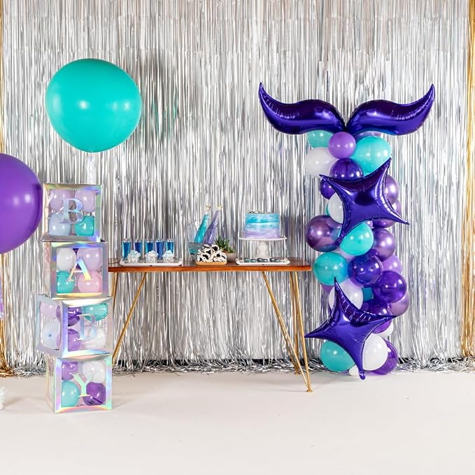 Restaurantware-Balloonify Mermaid Balloon Arch Kit, 1 Party Decoration Kit - 80 Balloons, With Chain, Latex Mermaid Tail Balloon Arch Kit, Includes Glue Dots, Ribbon, Knot, And Pump