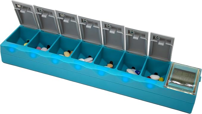 e-Pill Sync Smart Pillbox – Automatic Self-Learning Pill Organizer with Missed Dose Alerts, No Programming Required, Medication Reminder