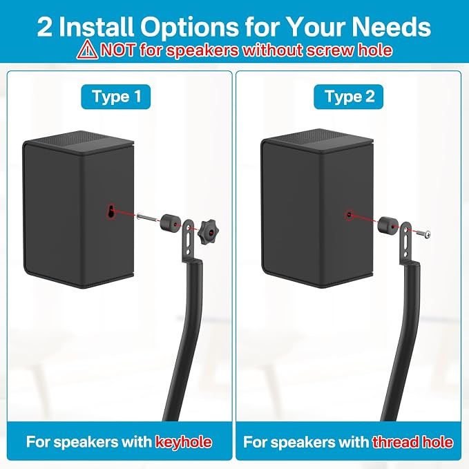 Speaker Stands Pair for Samsung HW-Q990F/Q990H/Q990C/Q990D Rear Speaker Stand with Wall Mount - Height Adjustable Speaker Floor Stands for Q Series Samsung Speaker Stands Pair with Keyhole&Thread Hole
