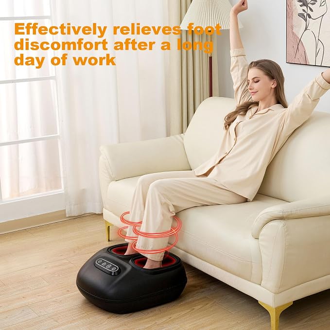 LINGTENG Foot Massager, Heated Foot Massager, Foot Massage with 3 Modes, 3 Intensity Levels, 15-Min Timer, Birthday Gifts for Women Men, Father Day Gifts, Size up to 13"