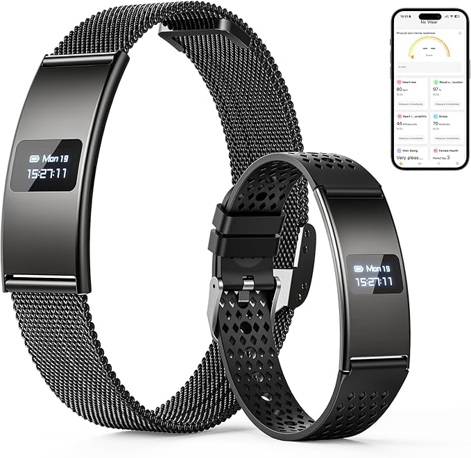 Smart Bracelet, Subscription-Free 24/7 Health Tracking, Heart Rate, SpO2, HRV & Sleep Tracker with IPX8 Waterproof, Wearable Activity & Fitness Tracker, 7-Day Battery, 2 Bands