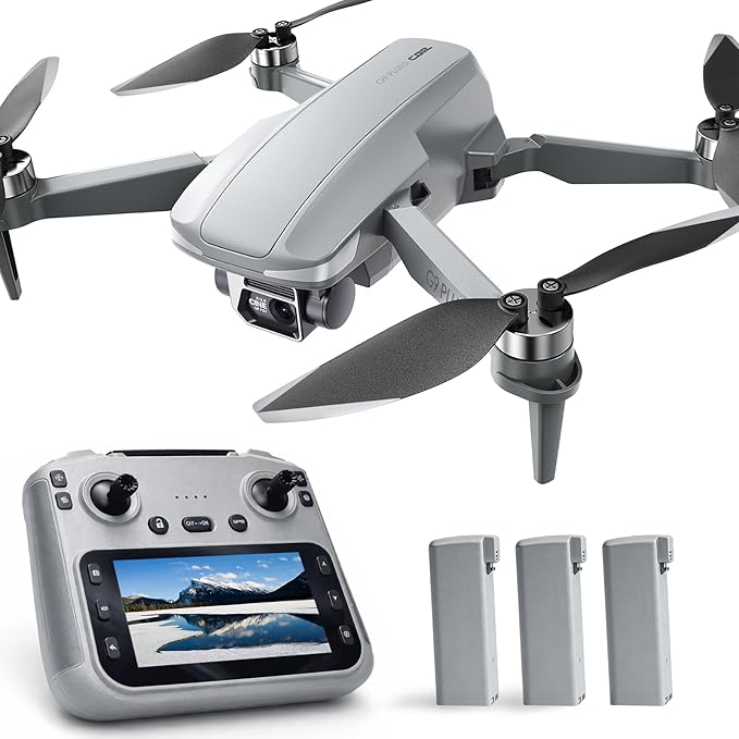 GPS Drone with EIS 4K Camera for Adults , RC Drones with 4.5 inch HD Screen on Controller, Auto Return, 3 Batteries for 90 min Flight Time, 3280 FT Long Control Range Transmission, Circle Fly and Follow Me Mode, Foldable Quadcopter for Beginner Gifts T...