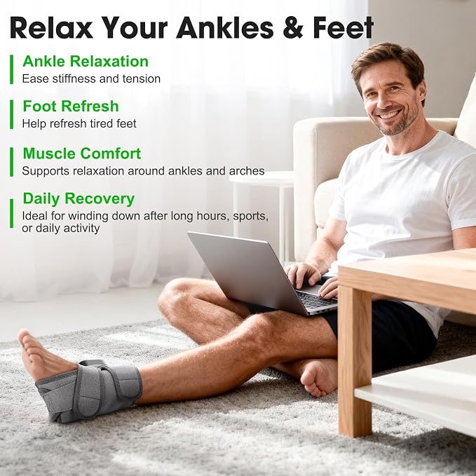 Cordless Ankle Massager for Pain Relief, Heated Foot Massager for Neuropathy, Foot and Ankle Massager with Heat, Ankle Heating Pad with Massage, HSA Eligible FSA, 6 Heats, 3 Massages, Single One
