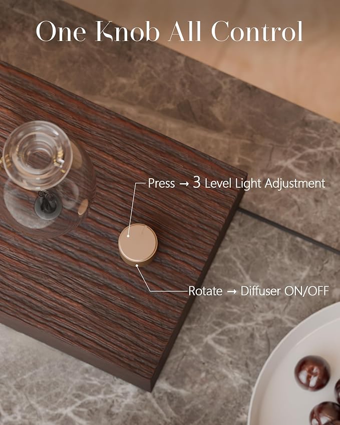 Glass Essential Oil Diffuser with Natural Wood Base, Waterless Aromatherapy Diffusers with Bulb, 3 Color Light Aroma Nebulizer for Home Office Bedroom Yoga | A Gift of Fragrance