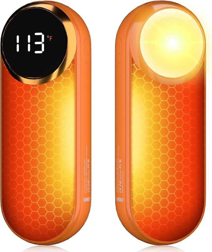 Rechargeable Hand Warmers 2 Pack - Magnetic AI Electric Hot Hands with LED Light, 3 Heat Settings Double Sided, 15H Battery Life, Portable Electric Heater for Outdoor，Hunting Camping ， Christmas Gifts
