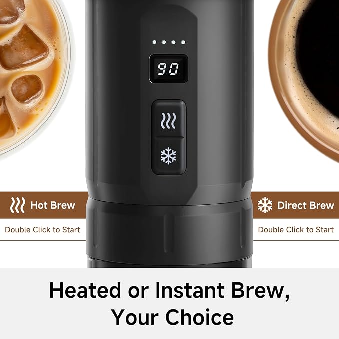 HIBREW H4C Ultra Portable Electric Espresso Maker, 51mm Bottomless Professional Coffee Maker, USB-C Rechargeable for Ground Coffee, Compact for Camping and Travel, with Foldable Holder & Carrying Case