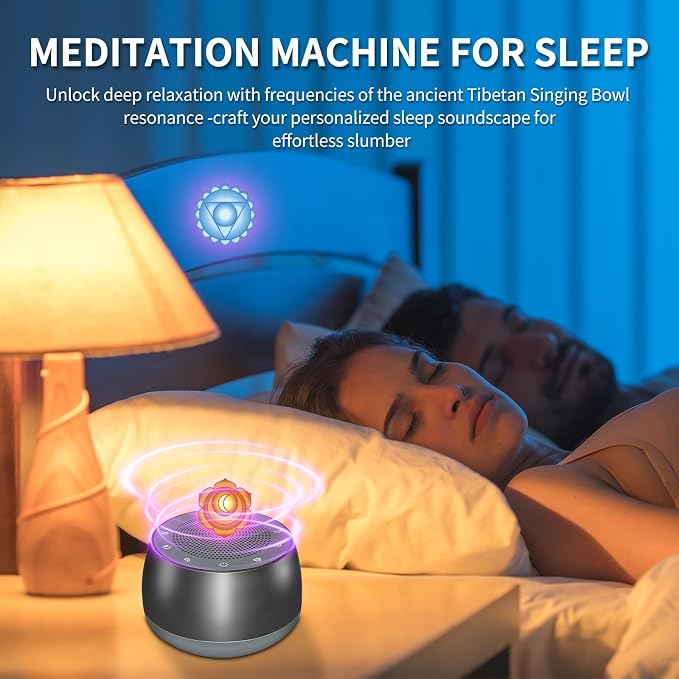 Meditation Sound Machine,Electric Tibet Singing Bowl Machine Frequency Healing Devices,256HZ-432HZ-528HZ Tones Singing Bowl Frequency Generator for Healing with 4 Level Timer,Sound Bowls for Healing