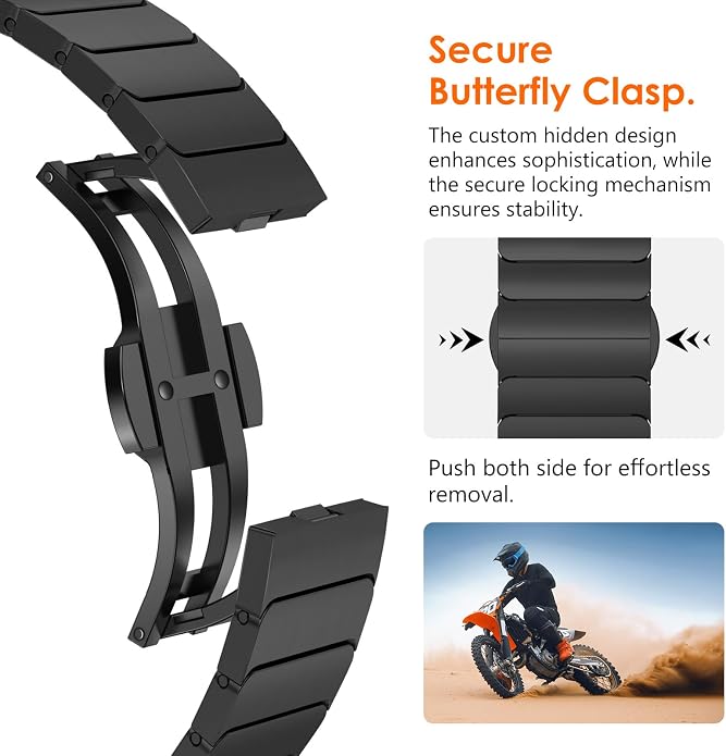 NewWays Titanium & Stainless Steel Link Bracelet for Apple Watch Band Ultra 3 2 1 Band 49mm Series11 10 46mm 42mm 45mm 44mm 41mm 40mm 38mm Series 3-11