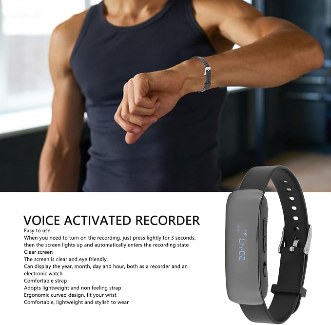 ciciglow Voice Recorder Watch, Noise Cancelling Digital Voice Recorders, Long Recording Audio Bracelet Recorder with Playback, Time Display, Mp3 Music Player (32G)