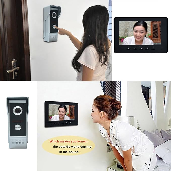 Wired Video Intercom System, 7 Inch Video Doorbell Door Camera Kit | Dual-way Intercom, Door Monitoring, HD Camera with Monitor Unlock, Night Vision, Waterproof for Villa Home Office Apartment