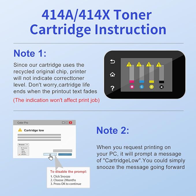 414X Toner Cartridges 4 Pack High Yield (with Chip) Compatible Replacement for HP 414X 414A for Color LaserJet Pro MFP M479fdw M479fdn M479dw Pro M454dw M454dn M479 M454 Printer Ink W2020X W2020A