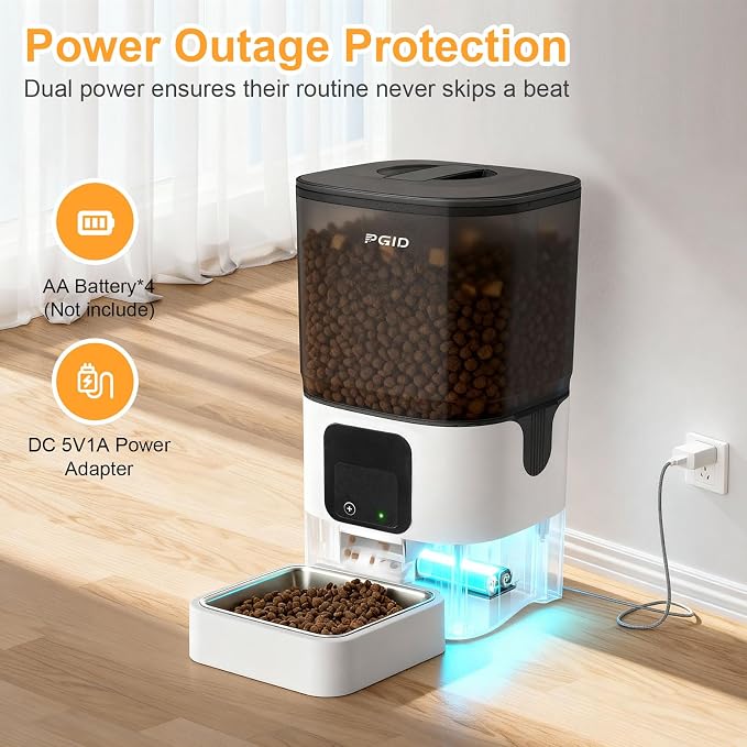 Automatic Cat Feeder 6L Timed Dog Feeder+ Cordless Cat Water Fountain Set, 1500mah Battery Operated Founain