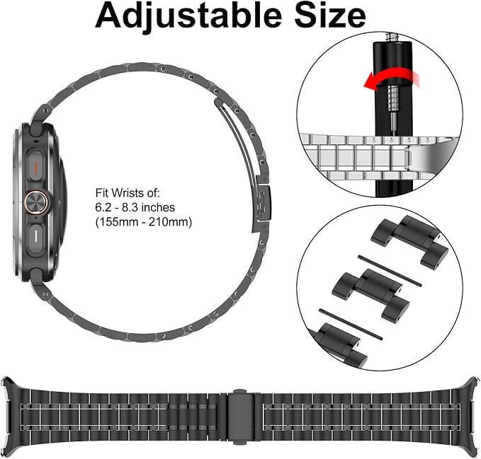 SUPLINK Stainless Steel Band Compatible with Samsung Galaxy Ultra Watch Bands Men Women, Adjustable Metal Replacement Band for Samsung Watch Ultra Bands 47mm, Space Grey