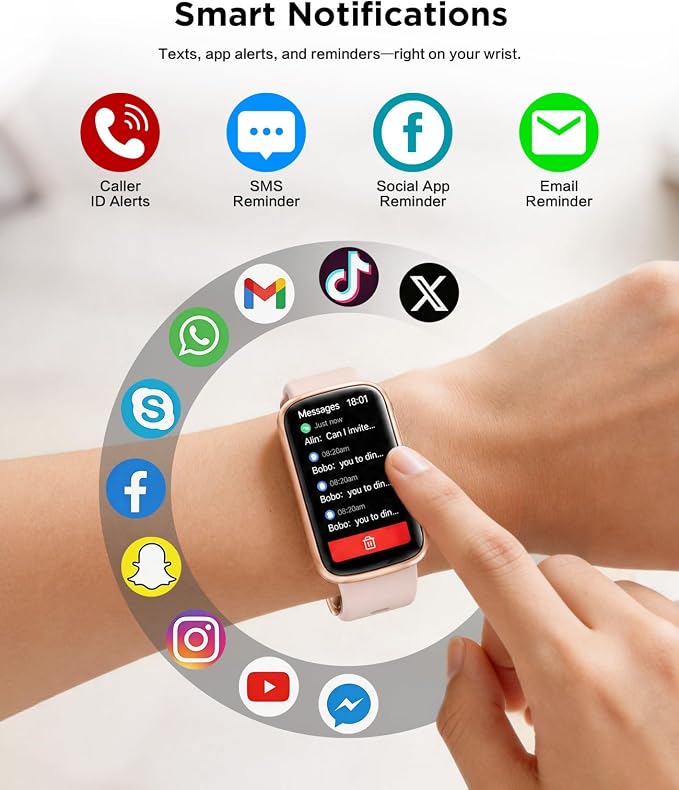 SOUYIE 2026 Smart Watch Fitness Trackers for Women, 1.47″ HD Curved Screen, 24/7 Health Monitor, Sleep Tracker, 110+ Sports Modes Pedometer Step Tracker, Waterproof Activity Tracker for Android iOS