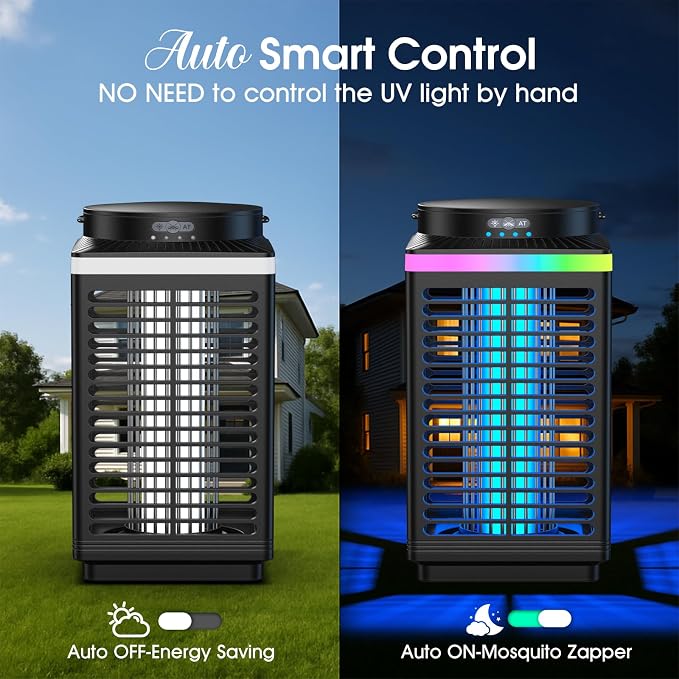Bug Zapper Outdoor, 4-in-1 4200V Electric Mosquito Zapper, Cordless Rechargeable Bug Zapper Fly Zapper with 5000mAH Battery, Waterproof IP68, Portable & Wireless Insect Zapper for Camping Patio