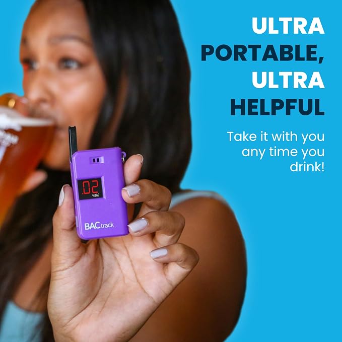 BACtrack Keychain Breathalyzer (Purple) and Carrying Case Bundle