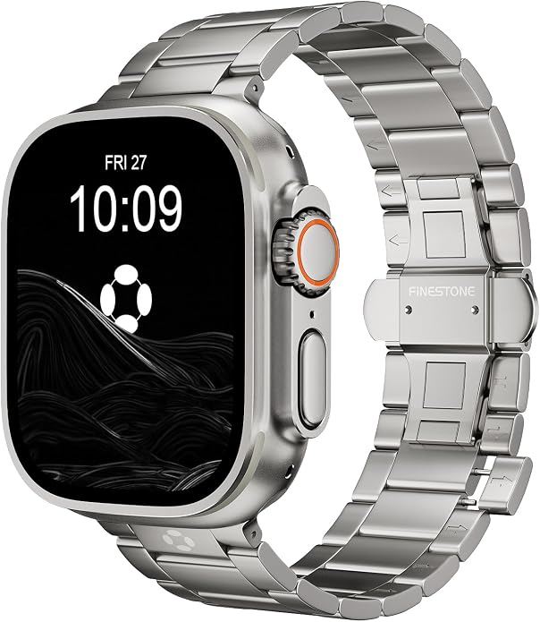 Grade 5 Titanium Band for Apple Watch Ultra 3/2/1 49mm & Series 11/10 46mm, No-Tool Adjustable with Small Links, DLC Anti-Scratch Butterfly Clasp Metal Strap for Men,CRNS03-PRO