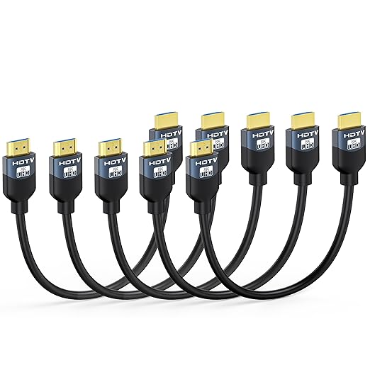 8K Short HDMI 2.1 Cables 1 Foot 5-Pack, High Speed HDMI Gaming Monitor Cable for PS5 TV-8K ARC&eARC HDMI Cord-165/180/240Hz, HDCP2.3, 3D/HDR10 for Soundbar, PS5, PS4, TV, Xbox, Roku, Cinema, Computer