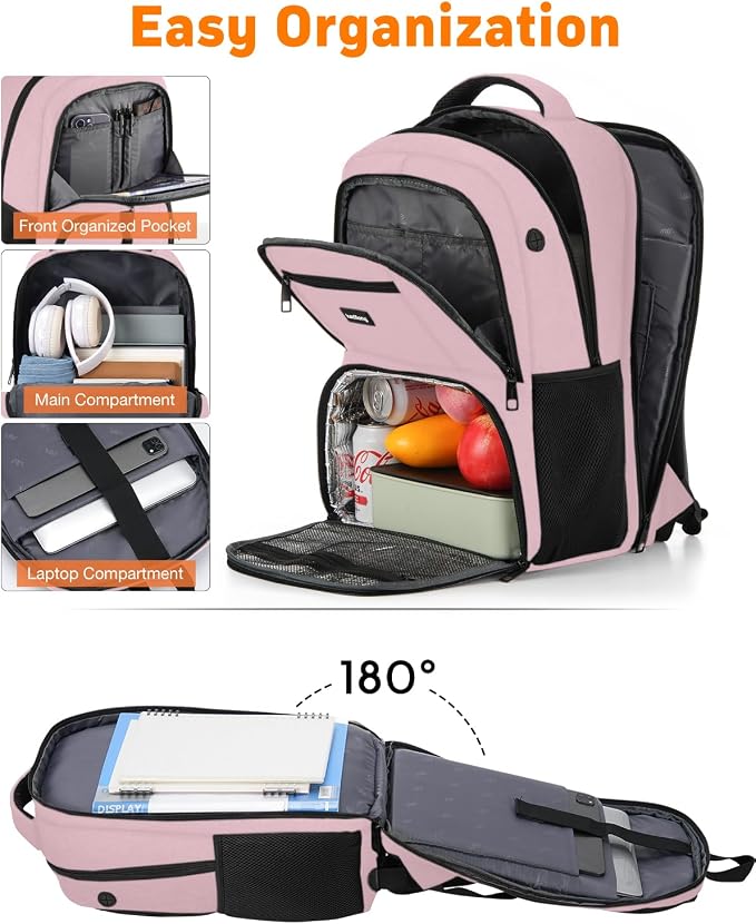 kadilong 17.3 Inch Laptop Backpack for Women Insulated Backpacks with Cooler Compartment,TSA Large Work Business Gym College School Bookbag Lunch Box for Teens Girls,Anti-Theft