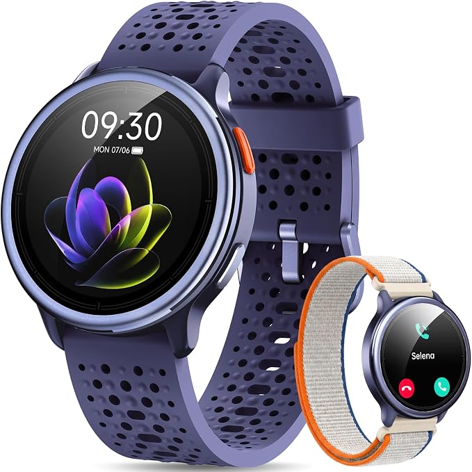 Quican Smart Watch for Women & Men, Compatible with iPhone & Android | Fitness Tracker with Bluetooth Calling, AMOLED Display, Heart Rate & Sleep Tracking, 2 Bands, Perfect Smart Gift