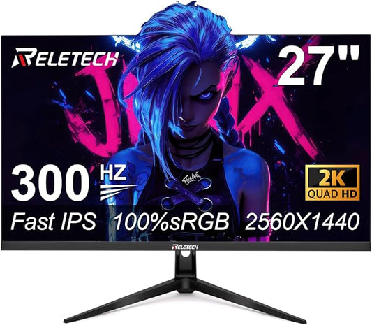 27inch Gaming Computer Monitor,2K(QHD 2560x1440) 300Hz Monitor, Fast IPS 1ms Response Time, FreeSync&G-Sync, Anti-Blue Light, Ultra Slim, 100% sRGB, DP*2 & HDMI*2 Ports VESA Mount(G27X Ultra)