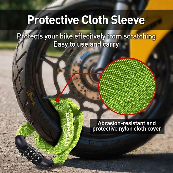 Bike Chain Lock Security 5 Digit Resettable Combination, 38.6 inches Heavy Duty Anti Theft Lock Chain for Bicycle, Motocycle, Scooter, Gate, Fence (Green, 3.2ft)