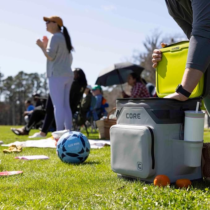CORE Magnetic Leak Proof Soft Cooler with Waterproof Zipper | Insulated Bag Portable Ice Chest Box | Best Soft Cooler for Food & Beverages for Tailgating, Car Camping, Travel, and Family Beach Picnics