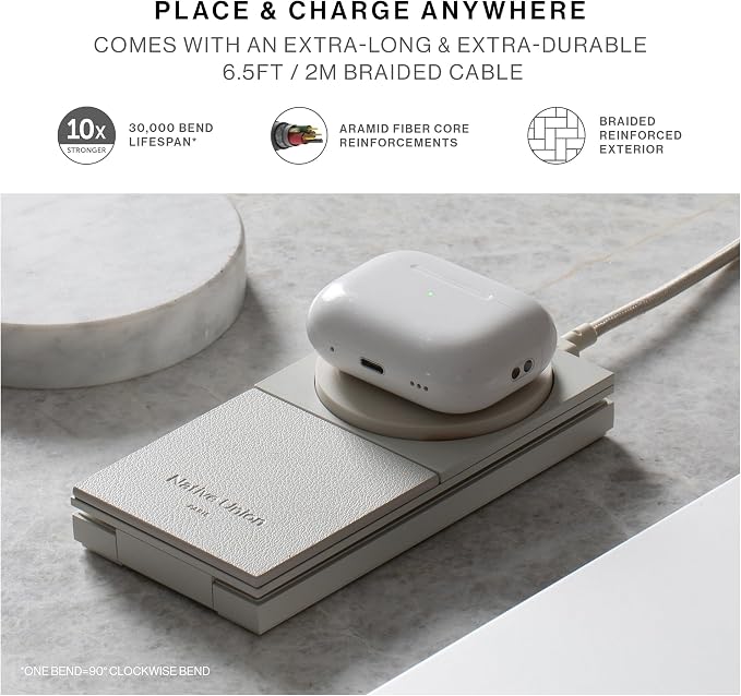 Native Union Rise 2-in-1 Magnetic Wireless Charger – Qi2 Certified & MagSafe Compatible – 15W Fast-Charging Foldable Charging Stand for iPhone Air, 17 with Wireless Pad for AirPods Pro 3 (Black)