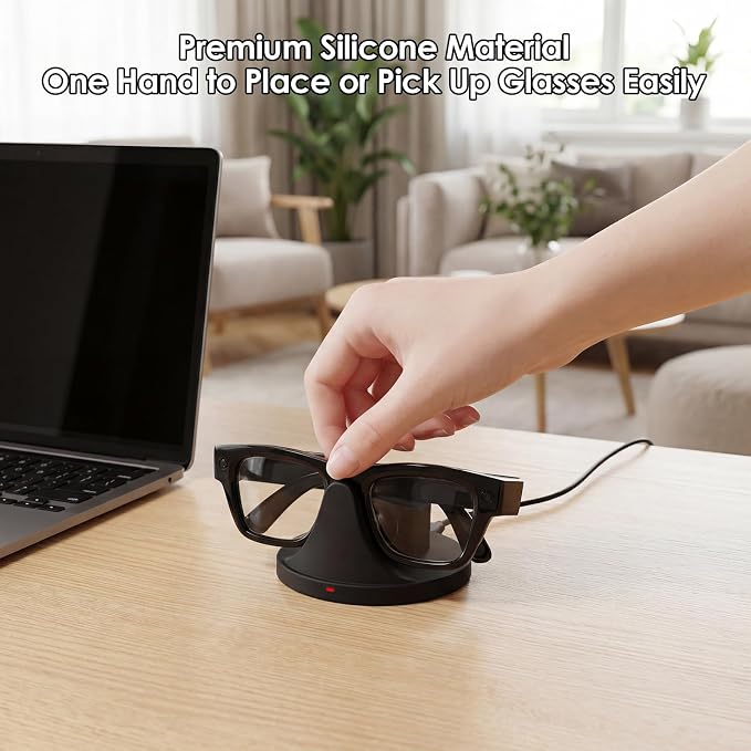 2-in-1 Charging Dock Compatible with Ray Ban Meta Display Smart Glasses & Neural Band, Magnetic Fast Charger for RayBan Meta Display Glasses Accessories