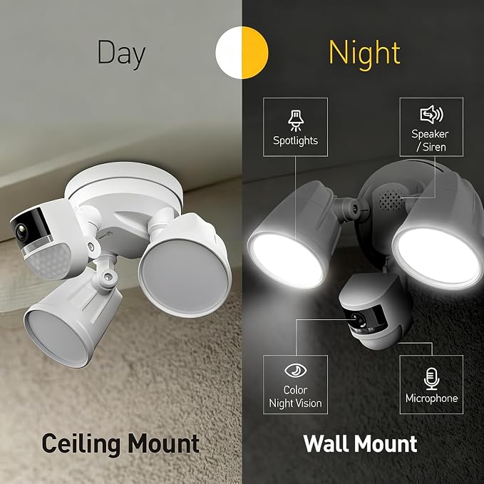 Swann 4K Floodlight Security Camera,Security Camera Outdoor with a 32GB Micro SD Card, 2-Way Talk, 2600 Lumens, Motion Detection, Color Night Vision, Wired, Waterproof