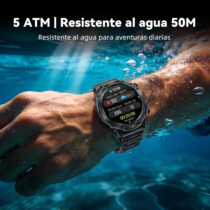 WalkerFit Rugged Military Smart Watch for Men, 1.43" AMOLED Tactical Fitness Tracker (Answer/Make Call), 5ATM Waterproof, Heart Rate/SpO2/Sleep Monitor, 178+ Sports Modes, for Android iPhone, 2 Bands