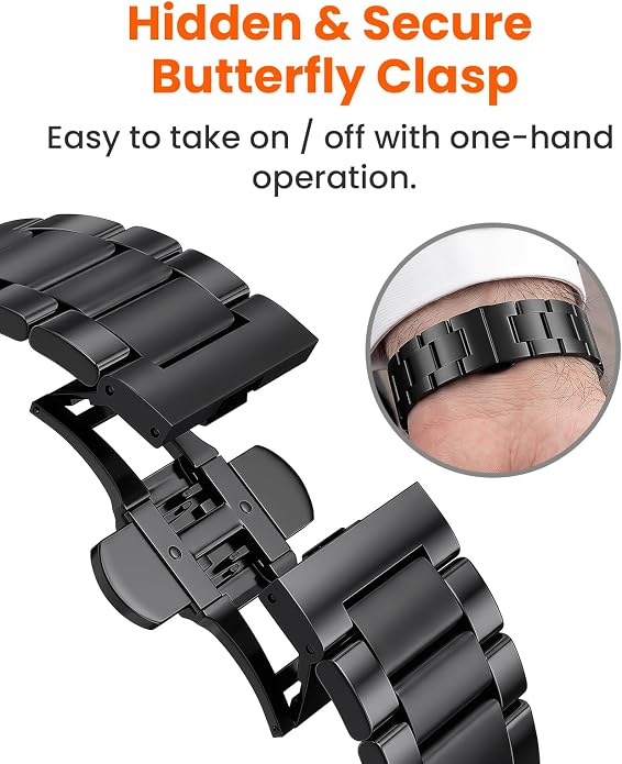 Grade 5 Titanium Band for Apple Watch Ultra 3/2/1 49mm & Series 11/10 46mm, No-Tool Adjustable with Small Links, DLC Anti-Scratch Butterfly Clasp Metal Strap for Men,CRNS03-PRO