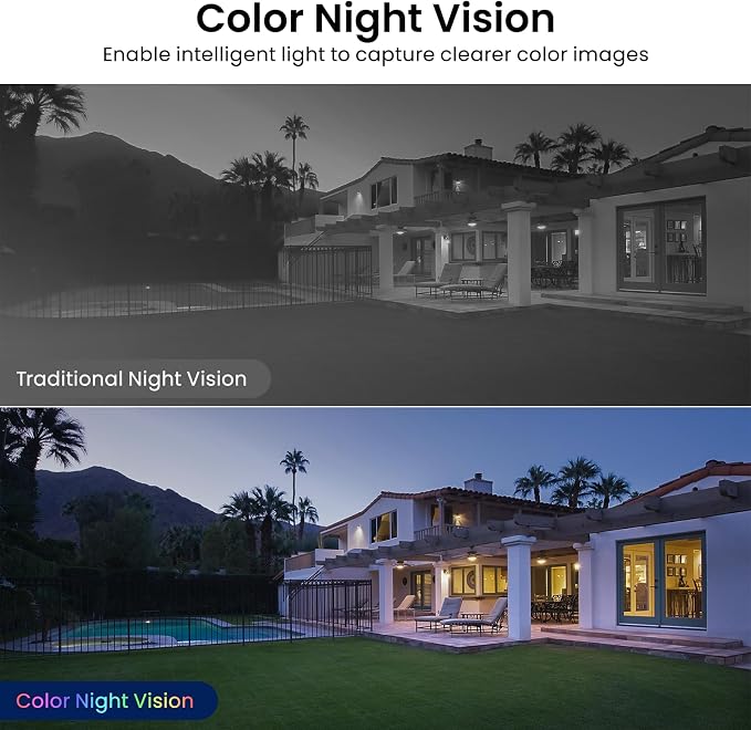 AOQEE 2K Cameras for Home Security-Outdoor/Indoor Camera for Dog/Cat/Pet/Nanny/Baby/Elderly, Color Night Vision, White Light, Siren, 24/7 SD Recordings, Works with Alexa, Plug in (C1-White-2pack-2.4G)