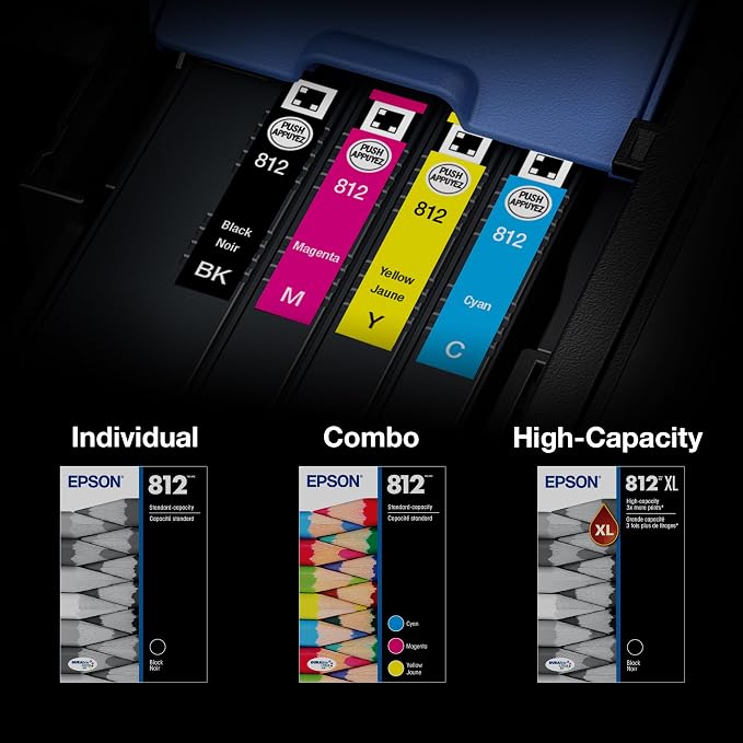EPSON 812 DURABrite Ultra Ink Standard Capacity Black & Color Cartridge Combo Pack (T812120-BCS) Works with WorkForce Pro WF-7310 ,7820, 7840, EC-C7000