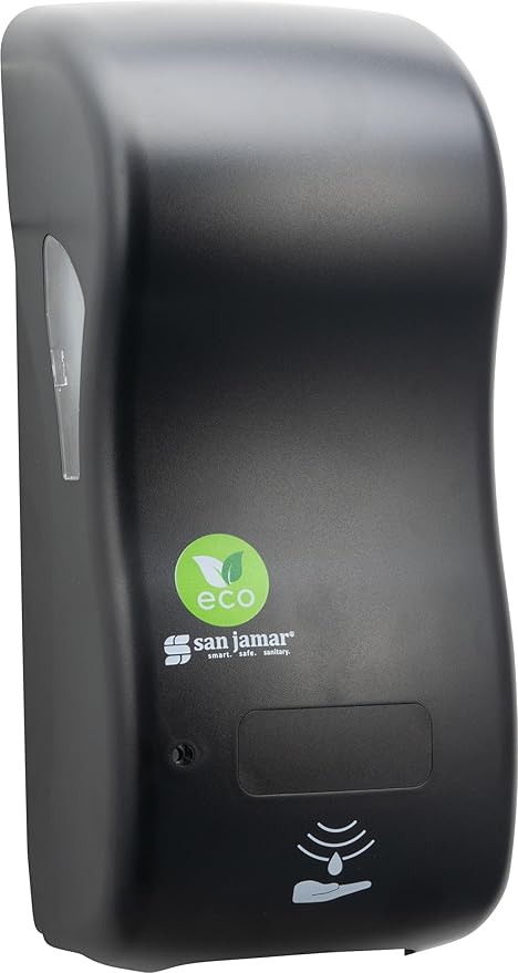 San Jamar ecoLogic Rely Recycled Plastic Hybrid Electronic Foam Soap Dispenser, Refillable Soap Dispenser, Wall Mounted Dispenser for Home and Business, 900 Ml, Black Pearl, (Pack of 6)