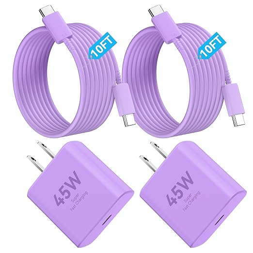 Phone 17 Charger Fast Charging, 45W Super Fast USB C Chargers Block with 10ft Type C Cord for Phone 17/17 Pro/17 Pro Max/Air/16 15 Pro Max Plus,iPad, Galaxy,Purple