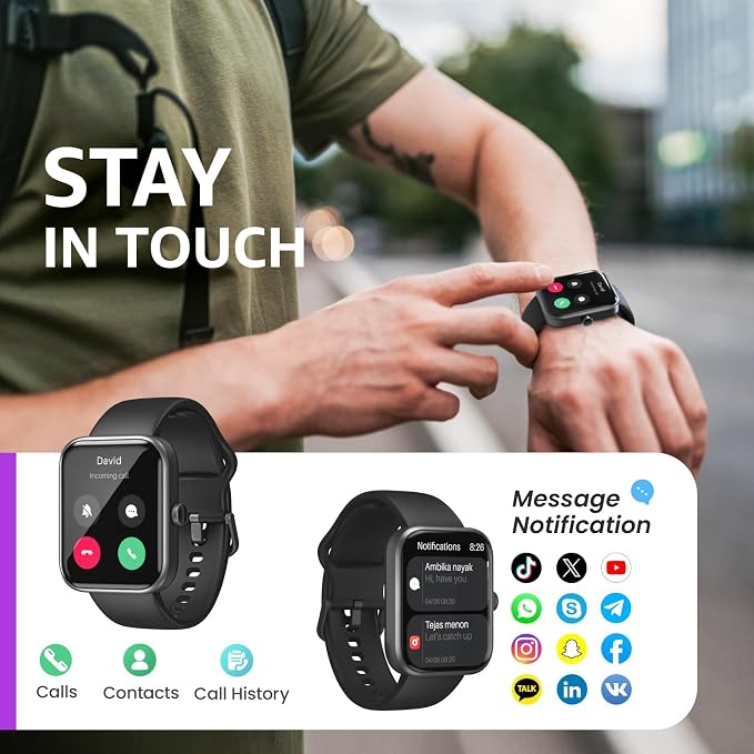 TOZO S3 Smart Watch for Men & Women, 1.83" HD Touchscreen, Bluetooth Calling, Sleep & Activity Tracking, IP68 Waterproof, 10-Day Battery Life, Compatible with iOS & Android