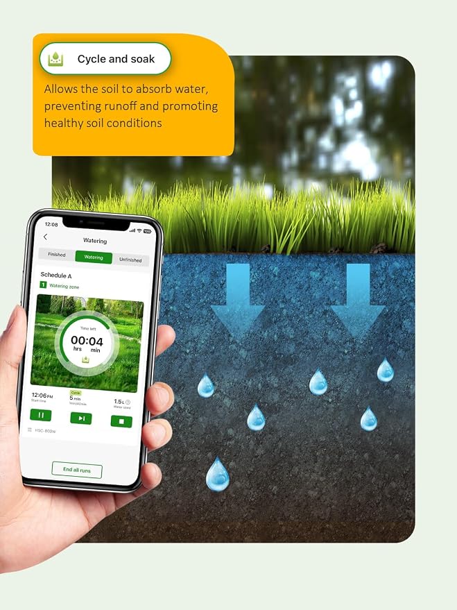 Indoor Smart Sprinklers Controller WiFi, Irrigation Controller Easy Use App Enabled, 8 Zone + 16 Plans, Save Water Auto Skip Rain, Freeze & Wind, 10 Minutes Install