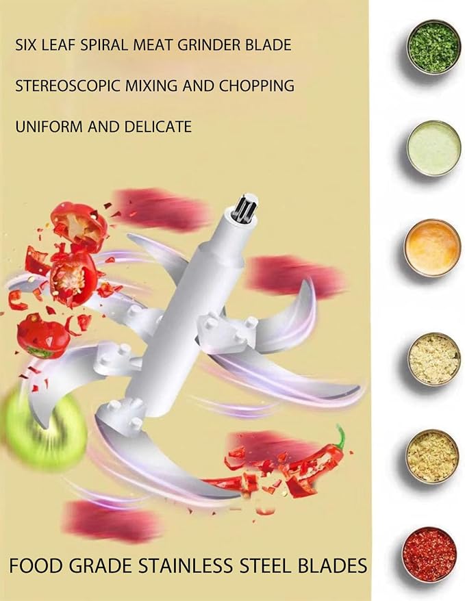 5L Electric Meat Grinder and Chopper, 500W Stainless Steel Processor with 5 Speeds, 6 Blades, Safety Lock, Overheat Protection, for Meat, Vegetables, Garlic, Nuts and Purees