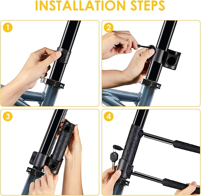 Bike Lock Heavy Duty Anti Theft, Long Shackle Bike U Lock with Keys, 4FT Security Cable and Mounting Bracket for Bicycle, Ebike, Scooter, Commuter Bike