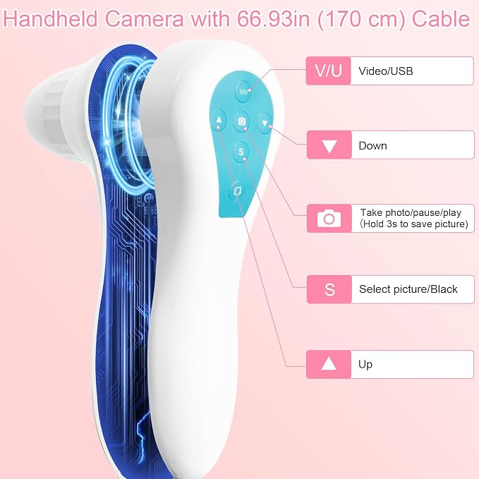 Beauty Star 7-Inch Scalp & Skin Analyzer with 50X/200X Dual Lenses, 4-Split View & 16GB Storage – HD Trichology Microscope Camera for Professional Salon, Head Spa, and Home Hair Follicle Health