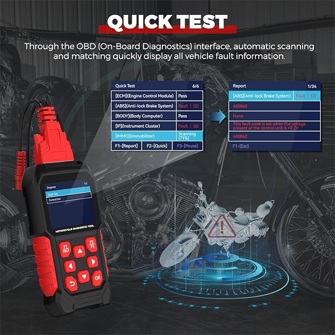 M4 Motorcycle Diagnostic Tool for Harley-Davidson 4P/6P, Read/Clear Codes & Live Data, ECU & Service Reset, Throttle Reset & ABS Bleed, with OBD2 16P, for Dyna Softail Sportster Touring