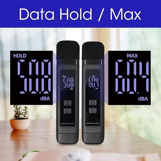 Digital Decibel Meter Sound Level Meter with LCD Display Decibel/MAX/Data Hold and Battery Indicator, 30~130dBA Pocket SPL Meter Sound Noise Monitor Rechargeable for Noisy Neighbors Factory Home