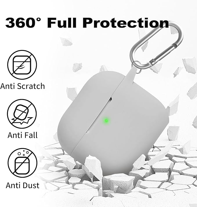 for Airpods 4th Case Cover, Come with Cleaner Kit,Soft Skin Silicone Case Cover with Keychain, Full Protective Case for Men and Women, Compatible with AirPods 4th Generation Case,Grey