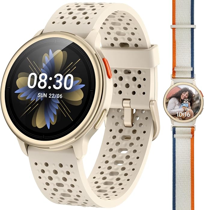 Quican Smart Watch for Women & Men, Compatible with iPhone & Android | Fitness Tracker with Bluetooth Calling, AMOLED Display, Heart Rate & Sleep Tracking, 2 Bands, Perfect Smart Gift