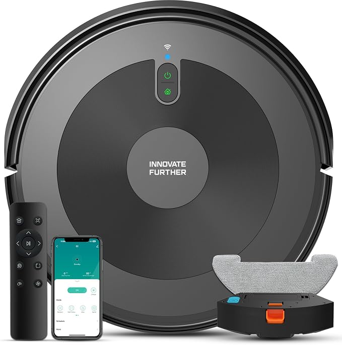 Robot Vacuum and Mop:5000Pa 3-in-1 Robotic Vacuum with Intelligent Navigation, Alexa & APP Control, Schedule Cleaning, Robotic Vacuum Cleaner Ideal for Pet Hair, Hard Floor, Carpet, Slim and Quiet